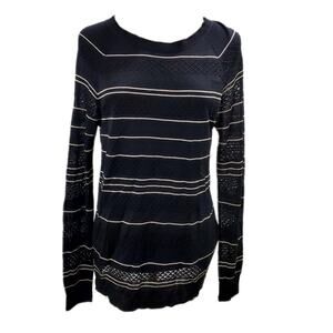 Jason Wu silk pointelle knit striped long line sweater S SMALL